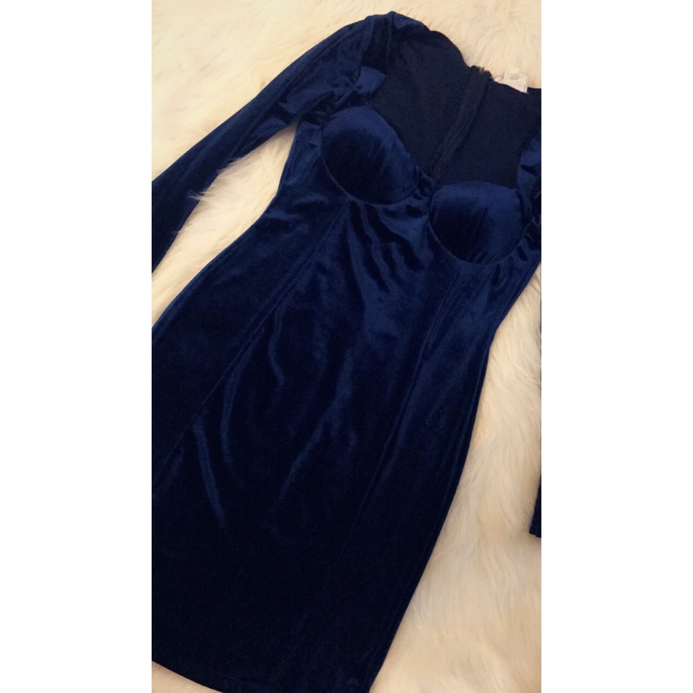 Royal blue velvet dress